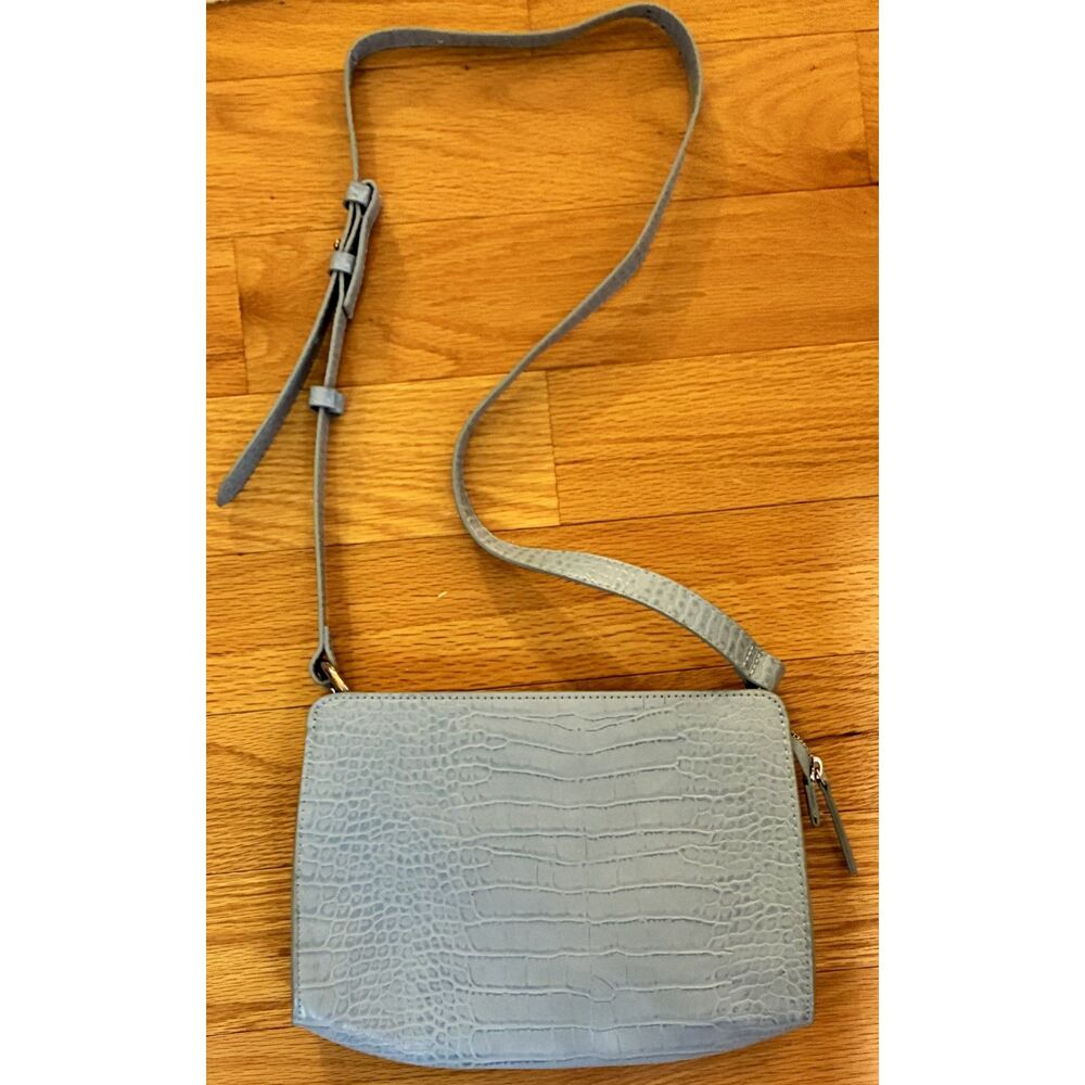 Urban Outfitters Blue Crocodile Embossed Crossbody Bag with Detachable Strap